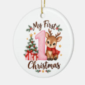 Baby's Eerste Kerstmis Roze Rendier Ornament (Links)