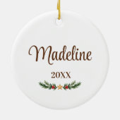 Baby's Eerste Kerstmis Roze Rendier Ornament (Achterkant)