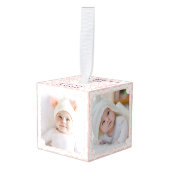 Baby's Eerste Kerstmis Roze Witte Kant Multi Foto Decoratie (Voorkant hoekig)