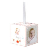 Baby's Eerste Kerstmis Roze Witte Kant Multi Foto Decoratie (Achter hoekig)