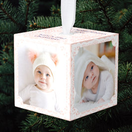 Baby's Eerste Kerstmis Roze Witte Kant Multi Foto Decoratie