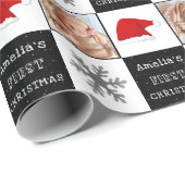 Baby's eerste Kerstmis Santa Hat Sneeuwvlok Foto Cadeaupapier (Rol Hoek)