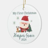 Baby's Eerste Kerstmis Santa Reindeer gepersonalis Keramisch Ornament (Links)