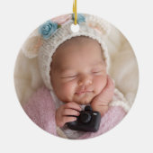 Baby's Eerste Kerstmis Santa Reindeer gepersonalis Keramisch Ornament (Achterkant)