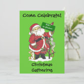 Baby's Eerste Kerstmis Santa Tree Dieren Groen Kaart (Staand voorkant)