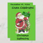 Baby's Eerste Kerstmis Santa Tree Dieren Groen Kaart (Voorkant / Achterkant)