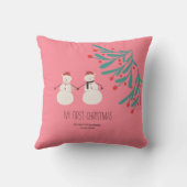 Baby's eerste kerstmis - schattig sneeuwmannenduo kussen (Achterkant)