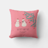 Baby's eerste kerstmis - schattig sneeuwmannenduo kussen (Voorkant)