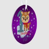 Baby's Eerste Kerstmis schattige rendieren moderne Ornament (voorkant)