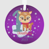 Baby's Eerste Kerstmis schattige rendieren moderne Ornament (achterkant)