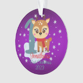 Baby's Eerste Kerstmis schattige rendieren moderne Ornament (voorkant)