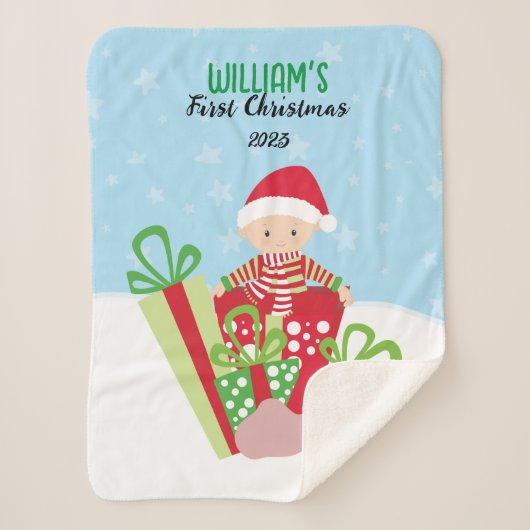 🎄Baby's Eerste Kerstmis Sherpa Deken (Voorkant)