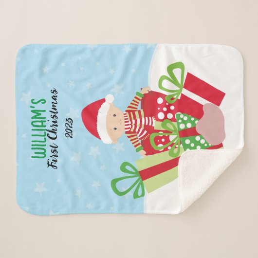 🎄Baby's Eerste Kerstmis Sherpa Deken (Voorkant (horizontaal))