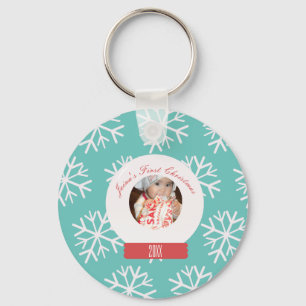 Baby's Eerste Kerstmis Sneeuwbol Sneeuwvlokken Tur Sleutelhanger