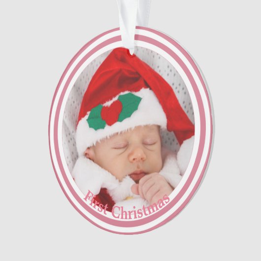 Baby's Eerste Kerstmis Sneeuwvlok op Roze Ornament (voorkant)