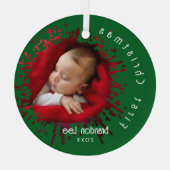Baby's Eerste Kerstmis Spatpatroon Glas Ornament (Achterkant)