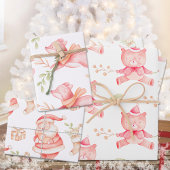 Baby's Eerste Kerstmis Teddy Bear Red Fox & Santa Inpakpapier Vel