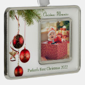 Baby's eerste Kerstmis Verzilverd Omlijst Ornament (Rechts)