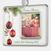 Baby's eerste Kerstmis Verzilverd Omlijst Ornament (Links)