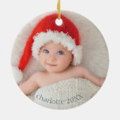 Baby's Eerste Kerstmis Waterverf Woodland Herten Keramisch Ornament (Achterkant)