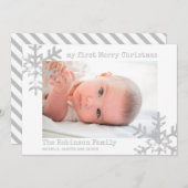 Baby's eerste Kerstmis White Foto Snowflakes Feestdagenkaart (Voorkant / Achterkant)