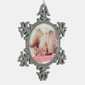 Baby's eerste Kerstmis White Silver Glitter Pink Tin Sneeuwvlok Ornament (Links)