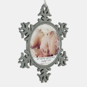 Baby's eerste Kerstmis White Silver Glitter Tin Sneeuwvlok Ornament (Links)