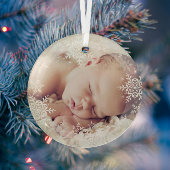 Baby's eerste Kerstmis White Silver Snowflakes Glas Ornament