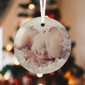 Baby's eerste Kerstmis White Silver Snowflakes Glas Ornament