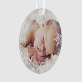 Baby's eerste Kerstmis White Silver Snowflakes Ornament (voorkant)