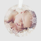 Baby's eerste Kerstmis White Silver Snowflakes Ornament (voorkant)