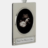 Baby's Eerste Kerstmis Zwangerschap Echografie Fot Verzilverd Banner Ornament (Rechts)