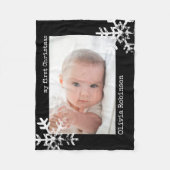 Baby's eerste kerstmis zwarte foto Snowflakes Fleece Deken (Voorkant)