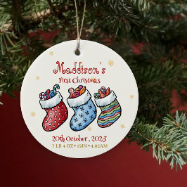 Baby's Eerste Kerstnaam & Geboortestatistieken Kee Keramisch Ornament