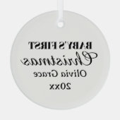 Baby's eerste kerstnaam Jaar Keepsake Glas Ornament (Achterkant)