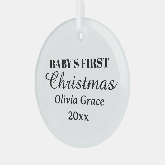 Baby's eerste kerstnaam Jaar Keepsake Glas Ornament (Voorkant links)