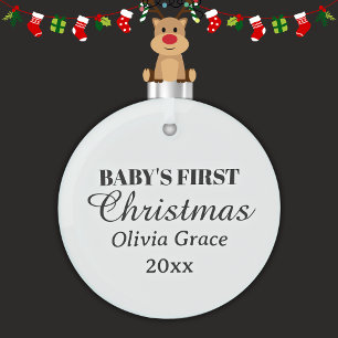 Baby's eerste kerstnaam Jaar Keepsake Glas Ornament