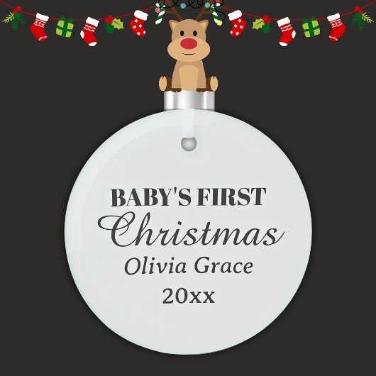 Baby's eerste kerstnaam Jaar Keepsake Glas Ornament