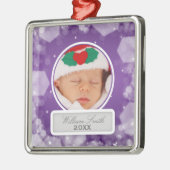 Baby's eerste kerstnacht Paars Metalen Ornament (Links)