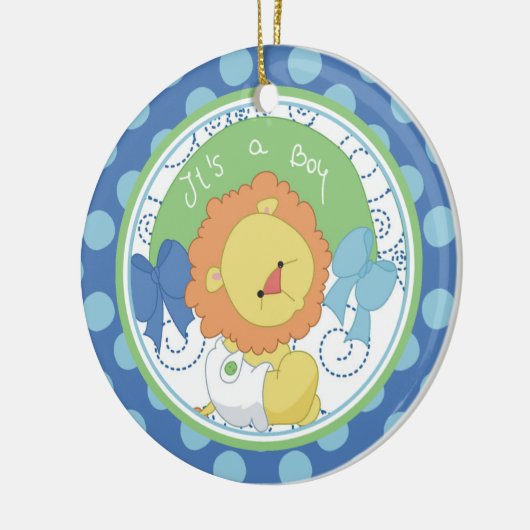 Baby's eerste kerstornament edele leeuw keramisch ornament (Links)