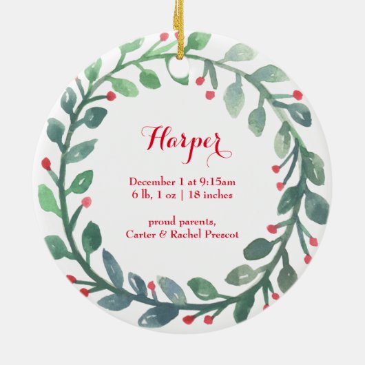 Baby's eerste kerstOrnament | Kerstmis Keramisch Ornament (Achterkant)