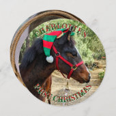 Baby's eerste kerstpaard ronde kaart (Voorkant / Achterkant)