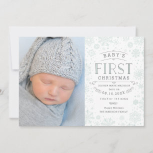Baby's eerste kerstpasgeboren feestdag fotokaart
