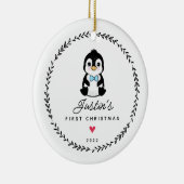 Baby's eerste kerstpinguïn 2 sided foto keramisch ornament (Rechts)