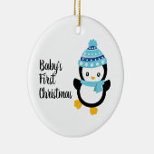 Baby's eerste kerstpinguïn keramisch ornament (Rechts)