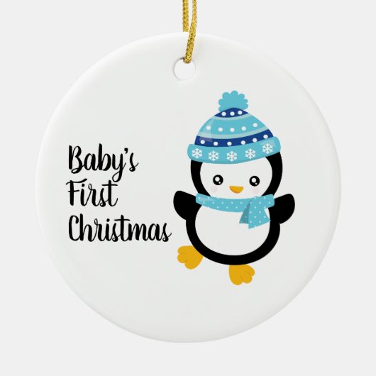 Baby's eerste kerstpinguïn keramisch ornament (Voorkant)