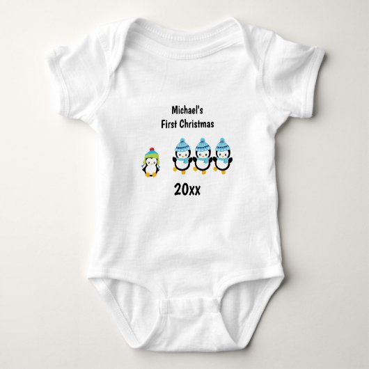 Baby's eerste kerstpinguïns romper (Voorkant)
