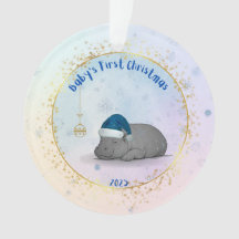 Baby's eerste kerstPygmee-nijlpaard kerstornament