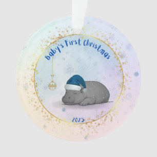 Baby's eerste kerstPygmee-nijlpaard kerstornament Ornament