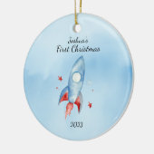 "Baby's eerste kerstraket gepersonaliseerd Keramisch Ornament (Links)